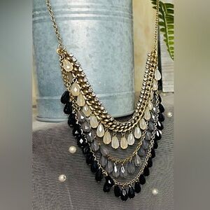 Elegant Gold and Black Layered Necklace